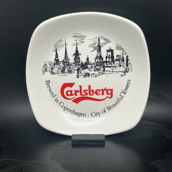 Vintage Carlsberg Ceramic Ashtray Pub Dish - Copenhagen Towers